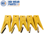 BDI Wear Parts X156WTL Twin Tiger Hensley Style Bucket Teeth 5 Pack with Flex Pins Weld On Adapter