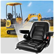 BDI Wear Parts Tractor Seat, Universal Fold Down Forklift Tractor Seat with Adjustable Backrest Angle, Armrests and Safety Belt for Tractor,Mower,Skid Loader,Telehandler,Backhoe,Excavator