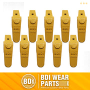 BDI Wear Parts Assembly 230X156 Backhoe Shank / X156L Bucket Teeth / P156 Roll Pins Bobcat Skid Steer Caterpillar Style for Mini Excavator - 10 Set