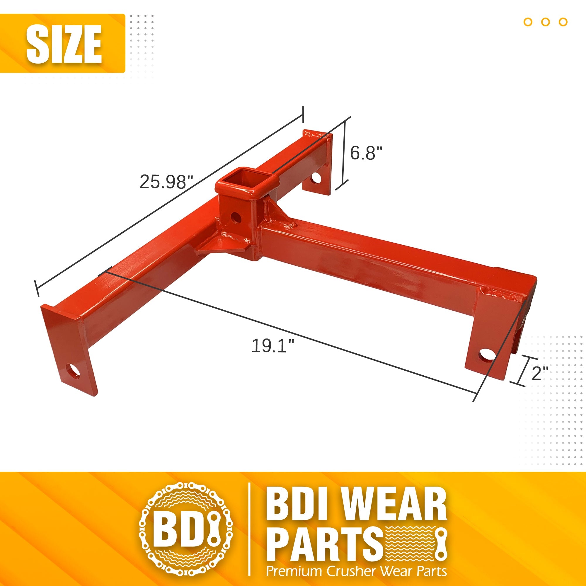 BDI Wear Parts 3 Point Trailer Hitch with 2" Receiver for Category 1 Tractor Gooseneck Drawbar Adapter Red Towing Hitch