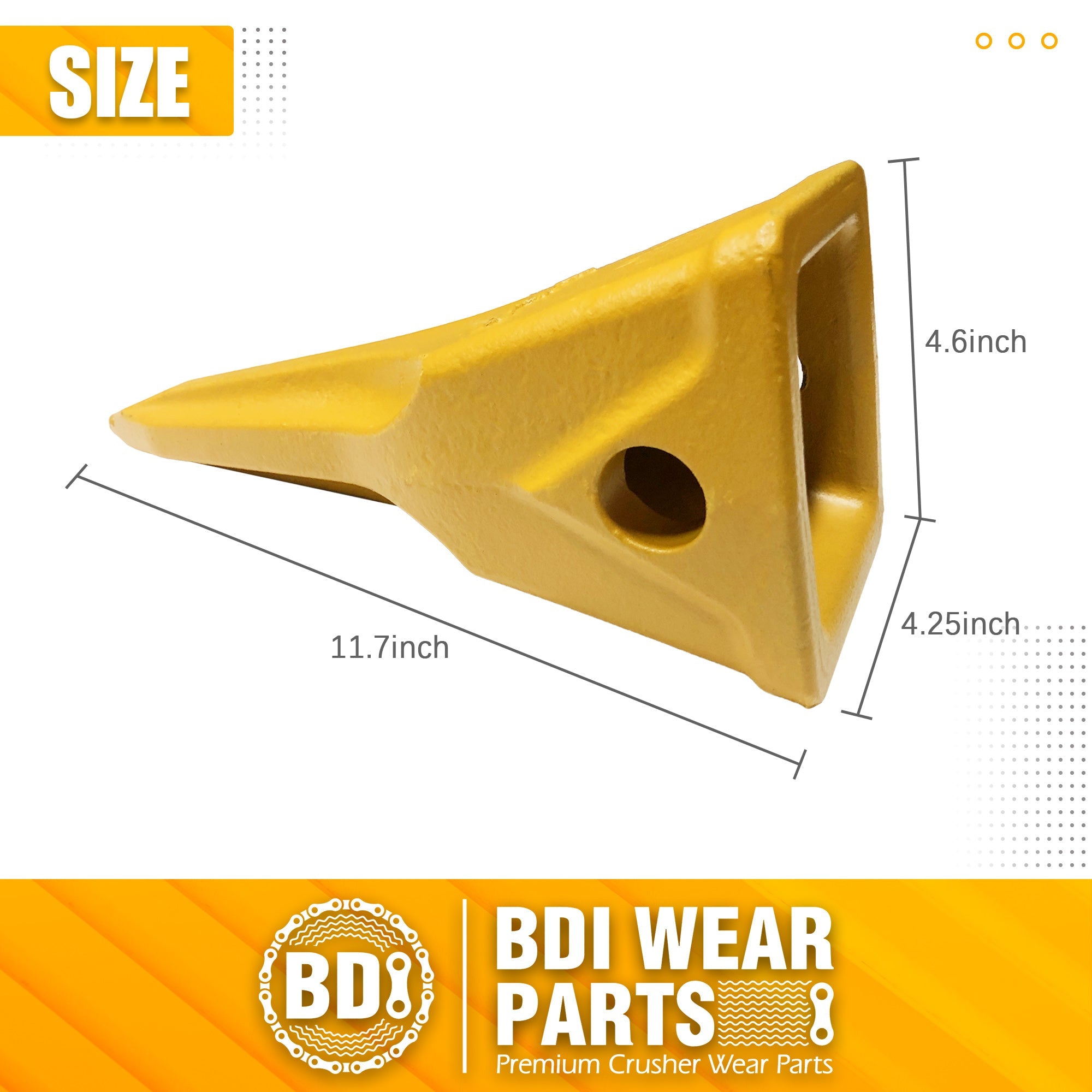 BDI Wear Parts 5PACK 1U3352TL, Single-Pointed Rock Tooth of Excavator Bucket with pin Suitable for Cat J350 Series