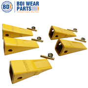 BDI Wear Parts 1U3202 5 Pack Caterpillar Style General Purpose Dirt Excavator Bucket Teeth Long Tip with Pins and Retainers