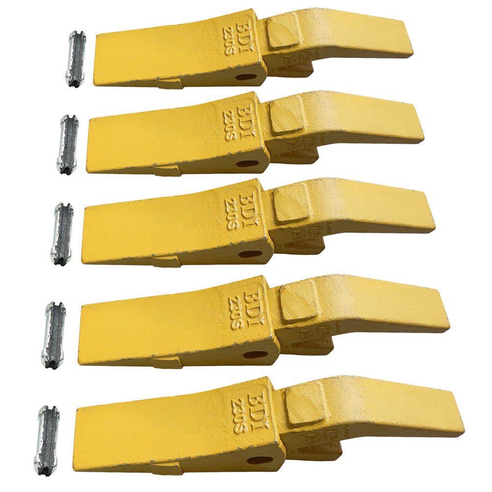 BDI Wear Parts Assembly U43792 Bucket Tooth Adapter, 230S Bucket Teeth with TF23P Flex Pins Weld on Bucket Teeth for 23 & 230 Series Skid Steer Loaders and Excavators- 5PK