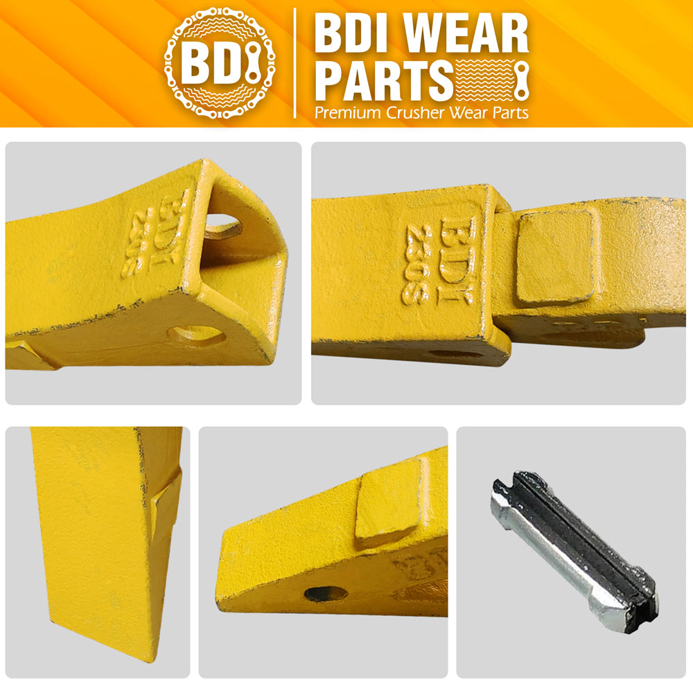 BDI Wear Parts Assembly U43792 Bucket Tooth Adapter, 230S Bucket Teeth with TF23P Flex Pins Weld on Bucket Teeth for 23 & 230 Series Skid Steer Loaders and Excavators- 5PK