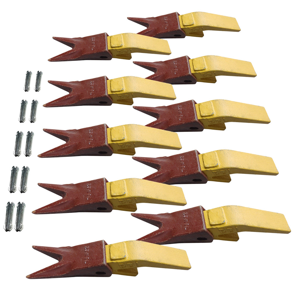 BDI Wear Parts Assembly U43792 Bucket Tooth Adapter + 23 23WTL Bucket Teeth with TF23P Flex Pins/Weld on Bucket Teeth Compatible with Hensley Excavator - 10 Set