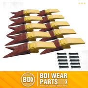 BDI Wear Parts Assembly U43792 Bucket Tooth Adapter + 23 23WTL Bucket Teeth with TF23P Flex Pins/Weld on Bucket Teeth Compatible with Hensley Excavator - 10 Set