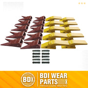 BDI Wear Parts Assembly U43792 Bucket Tooth Adapter + 23 23WTL Bucket Teeth with TF23P Flex Pins/Weld on Bucket Teeth Compatible with Hensley Excavator - 10 Set