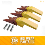 BDI Wear Parts Assembly U43792 Bucket Tooth Adapter +23 23WTL Bucket Teeth with TF23P Flex Pins/Weld on Bucket Teeth Compatible with Hensley Excavator - 3 Set