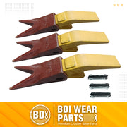 BDI Wear Parts Assembly U43792 Bucket Tooth Adapter +23 23WTL Bucket Teeth with TF23P Flex Pins/Weld on Bucket Teeth Compatible with Hensley Excavator - 3 Set