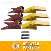 BDI Wear Parts Assembly U43792 Bucket Tooth Adapter +23 23WTL Bucket Teeth with TF23P Flex Pins/Weld on Bucket Teeth Compatible with Hensley Excavator - 3 Set