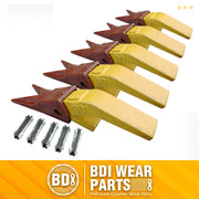 BDI Wear Parts Assembly U43792 Bucket Tooth Adapter +23 23WTL Bucket Teeth with TF23P Flex Pins/Weld on Bucket Teeth Compatible with Hensley Excavator - 5 Set