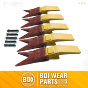 BDI Wear Parts Assembly U43792 Bucket Tooth Adapter +23 23WTL Bucket Teeth with TF23P Flex Pins/Weld on Bucket Teeth Compatible with Hensley Excavator - 5 Set