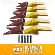 BDI Wear Parts Assembly U43792 Bucket Tooth Adapter +23 23WTL Bucket Teeth with TF23P Flex Pins/Weld on Bucket Teeth Compatible with Hensley Excavator - 5 Set