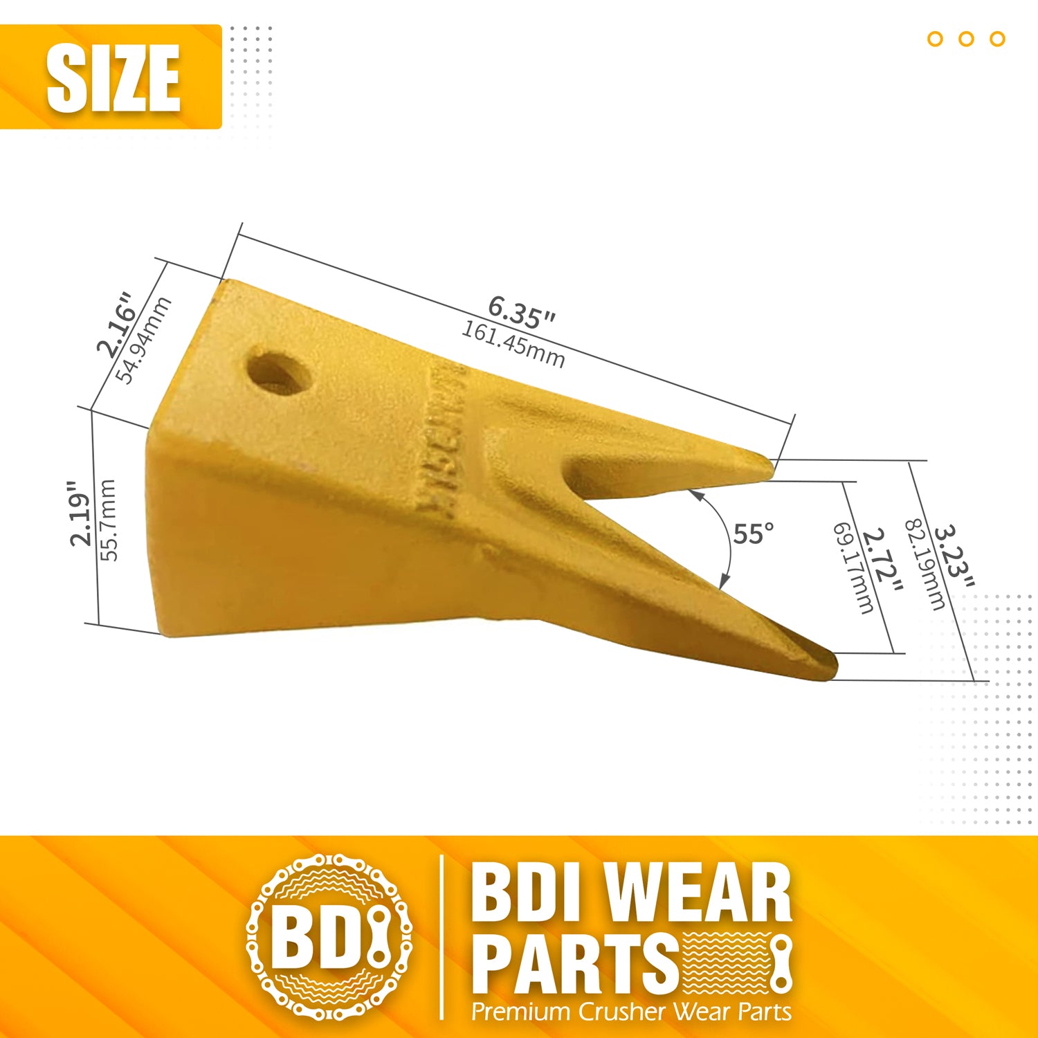 BDI Wear Parts X156WTL Twin Tiger Hensley Style Bucket Teeth 5 Pack with Flex Pins Weld On Adapter